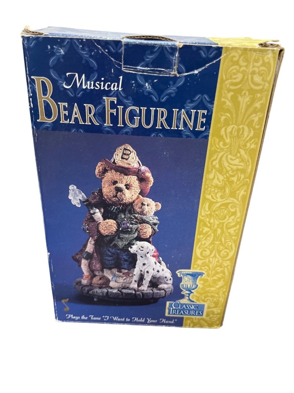 Classsic VTG musical figurine fireman bear dalmation tested and works SKU 10-816